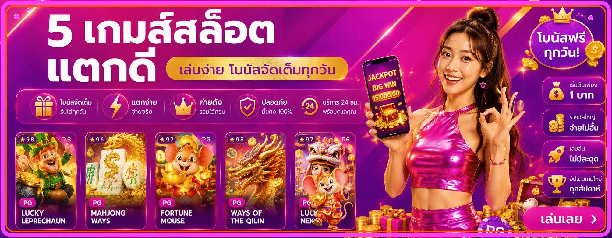 เกมสล็อต Miami909 พร้อมตัวละคร PG Soft